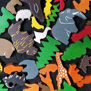Vintage 1983 Discovery Playtime Wooden Toys Animals Trees (39)